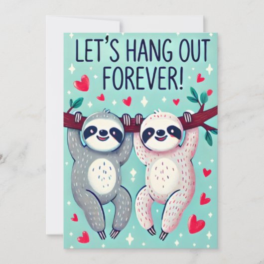 Laten we voor altijd Schattigee Luiaard Valentijn' Feestdagenkaart (Voorkant)