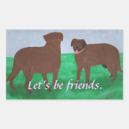 Laten we vrienden zijn, twee bruine honden sticker