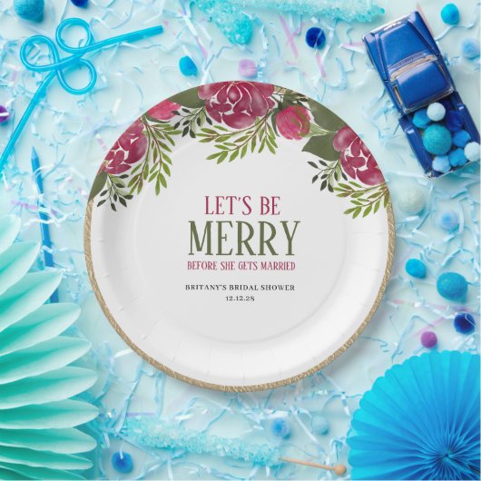 Laten we vrolijk zijn Kerst Floral Vrijgezellenfee Papieren Bordje (Feest)