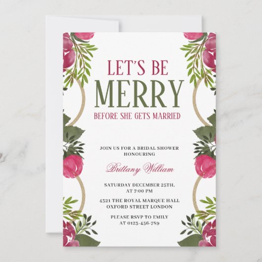 Laten we vrolijk zijn Kerstmis Bruids Douche uitno Kaart (Voorkant)