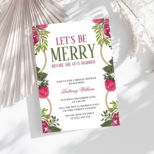 Laten we vrolijk zijn Kerstmis Bruids Douche uitno Kaart