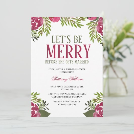 Laten we vrolijk zijn Kerstmis Bruids Douche uitno Kaart (Staand voorkant)