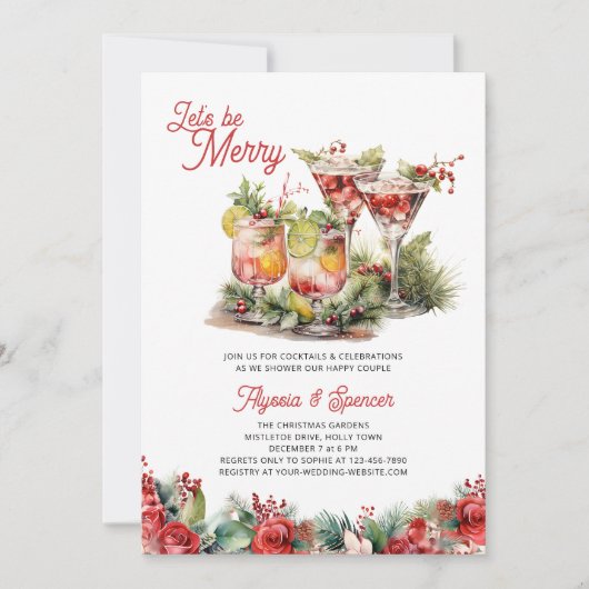 Laten we vrolijk zijn Kerstmis Cocktails Trouwdouc Kaart (Voorkant)