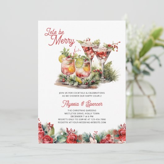 Laten we vrolijk zijn Kerstmis Cocktails Trouwdouc Kaart (Staand voorkant)