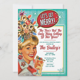 Laten we vrolijk zijn - Retro kerstfeest uitnodigi Feestdagenkaart