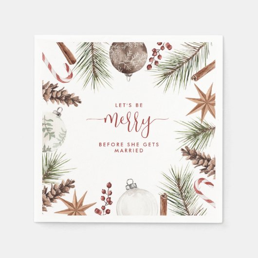 Laten we vrolijk zijn Rustieke Kerst Bruidsdouche Servet (Voorkant)