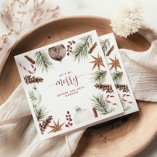 Laten we vrolijk zijn Rustige Kerst Bruids douche Servet