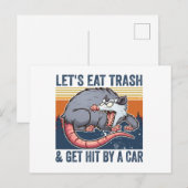 Laten we vuilnis eten en met een auto-opossum gaan briefkaart (Voorkant / Achterkant)