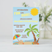Laten we vun zijn in de Sun Beach Birthday Party Kaart (Staand voorkant)