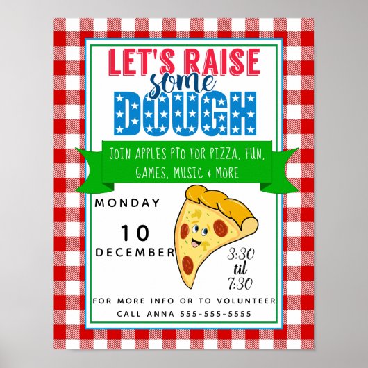 laten we wat deeg ophalen , pizza kookgootsteen poster (Voorkant)