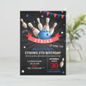 Laten we wat leuke bowlingverjaardag vieren kaart (Staand voorkant)