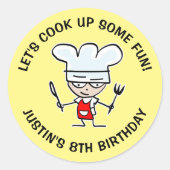 Laten we wat leuke kinder kookkunst maken Verjaard Ronde Sticker (Voorkant)