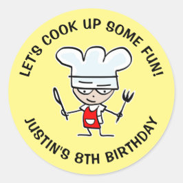 Laten we wat leuke kinder kookkunst maken Verjaard Ronde Sticker