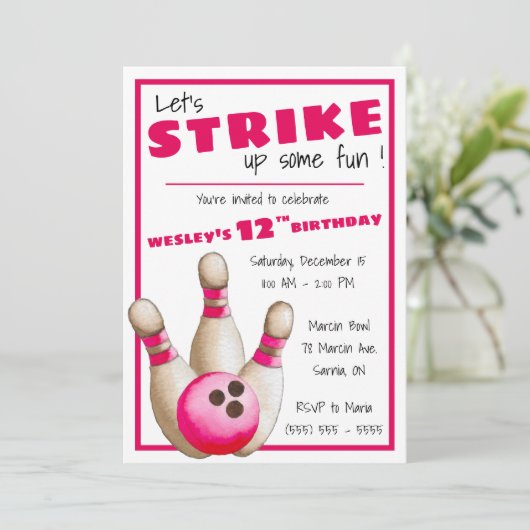 Laten we wat plezier maken! Bowling Birthday Party Kaart (Staand voorkant)