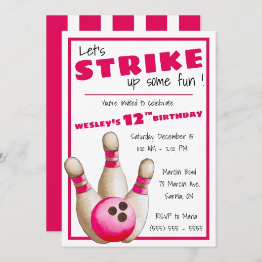 Laten we wat plezier maken! Bowling Birthday Party Kaart (Voorkant / Achterkant)