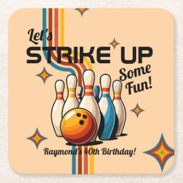 Laten we wat plezier maken met bowlen verjaardagsf kartonnen onderzetters