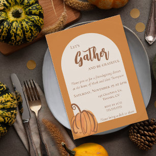 Laten we Watercolor Pompoen Friendsgiving Verzamel Kaart