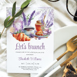 Laten we Waterverf Lavendel brunchen Kaart<br><div class="desc">Mooie Waterverf Brunch thema ontwerp. Elegante mooie keuze. Overeenkomende producten zijn te vinden in Adult Birthday Brunch Lavender Collectie.</div>