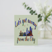 Laten we weg van de stad, grappige feestdag feestdagenkaart (Staand voorkant)