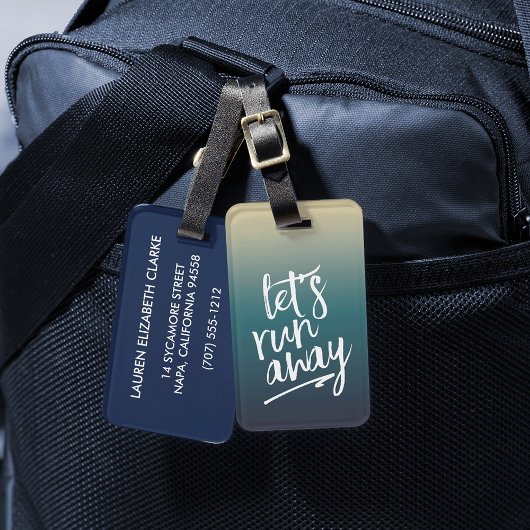 Laten we wegrennen | Dreamy Blue Ombre Bagagelabel