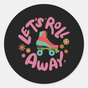 Laten we wegrollen Roller Skates Ronde Sticker