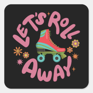Laten we wegrollen Roller Skates Vierkante Sticker