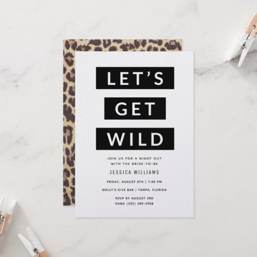 Laten we Wild Animal Print Bachelorette Party IV h Kaart (Voorkant / Achterkant in situ)