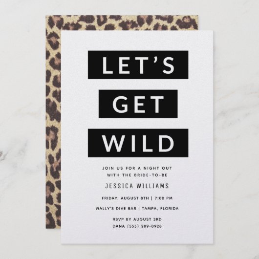 Laten we Wild Animal Print Bachelorette Party IV h Kaart (Voorkant / Achterkant)