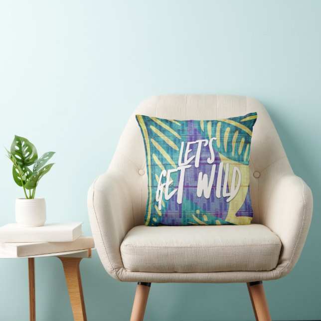 Laten we Wild Beach Quote Tropical Leaf krijgen Kussen (Stoel)