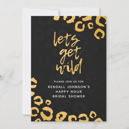 Laten we Wild Black en Gold Leopard Vrijgezellenfe Kaart (Voorkant)