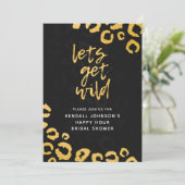 Laten we Wild Black en Gold Leopard Vrijgezellenfe Kaart (Staand voorkant)