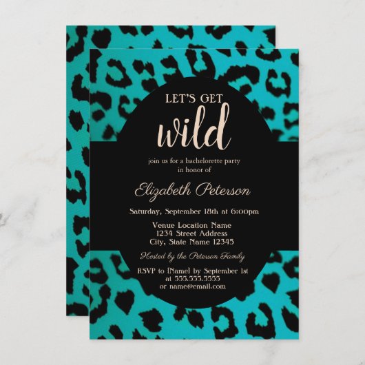 Laten we Wild Chic Leopard Blauw afdrukken Kaart (Voorkant / Achterkant)