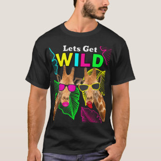 Laten we Wild Dieren Zoo Safari Feest Giraffe T-shirt