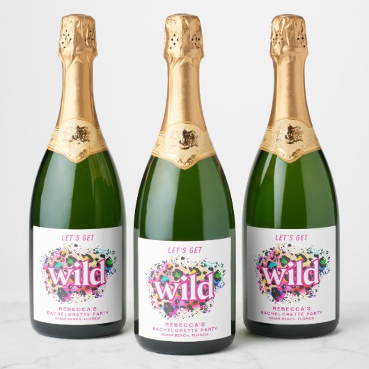 Laten we wild doen Cheetah Bachelorette Party Sparkling Wijnetiket (Flessen)