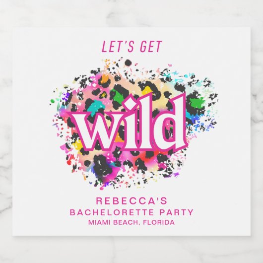 Laten we wild doen Cheetah Bachelorette Party Sparkling Wijnetiket (Enkel label)