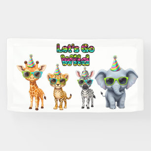Laten we wild doen, feestbeest met zonnebril verja spandoek
