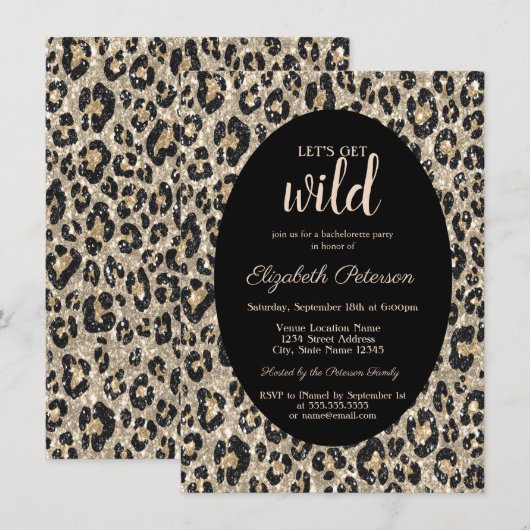 Laten we Wild Glitter Leopard Print Bachelorette k Kaart (Voorkant / Achterkant)