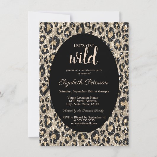 Laten we Wild Glitter Leopard Print Bachelorette k Kaart (Voorkant)