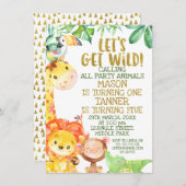 Laten we Wild Goud Joint Safari Dieren Verjaardag  Kaart (Voorkant / Achterkant)
