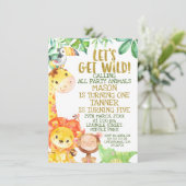 Laten we Wild Goud Joint Safari Dieren Verjaardag  Kaart (Staand voorkant)