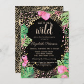 Laten we wild goud luipaard print bladeren kaart (Voorkant / Achterkant)