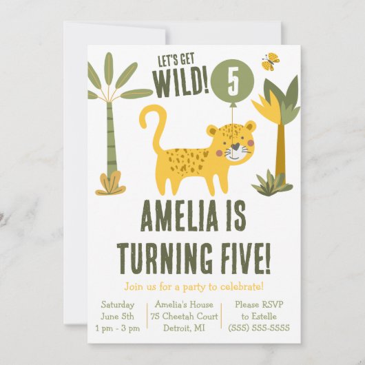 Laten we Wild halen! Cheetah, Leopard, Safari Birt Kaart (Voorkant)