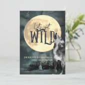 Laten we Wild Howling Wolf 1e Verjaardag uitnodigi Kaart (Staand voorkant)