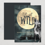 Laten we Wild Howling Wolf 1e Verjaardag uitnodigi Kaart (Voorkant / Achterkant)