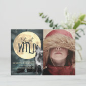 Laten we Wild Howling Wolf Verjaardag Foto Kaart (Staand voorkant)