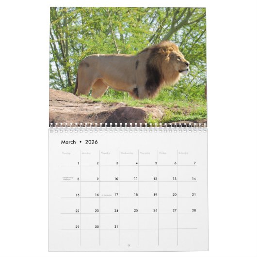 Laten we Wild II gaan - Wilde Animal Calendar Edit Kalender (Mar 2026)