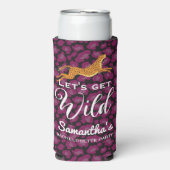 Laten we Wild Leopard Cheetah Print Bachelorette Seltzer Blikjeskoeler (Seltzer Voorkant)