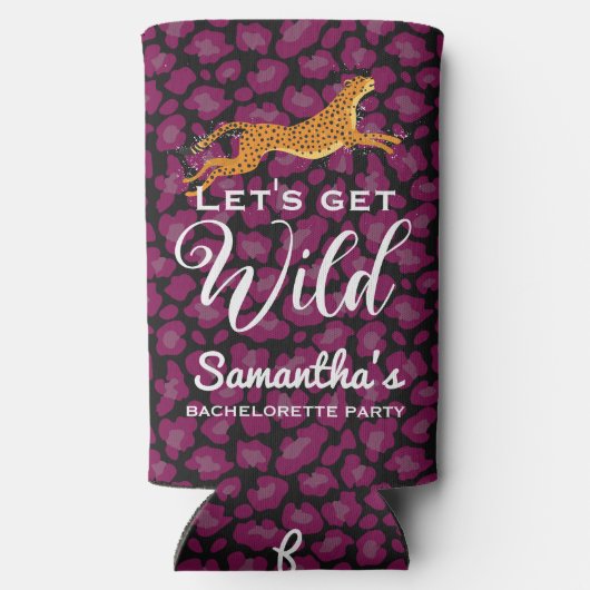 Laten we Wild Leopard Cheetah Print Bachelorette Seltzer Blikjeskoeler (Achterkant)