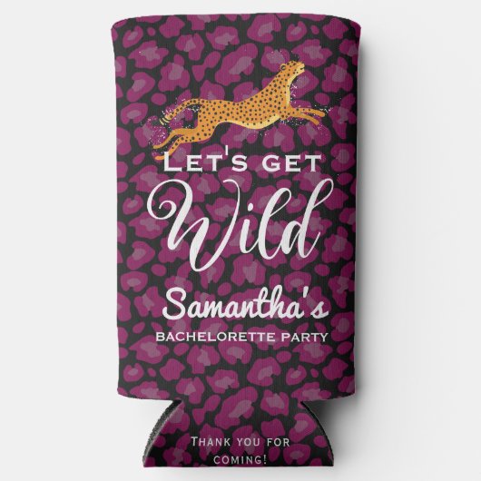 Laten we Wild Leopard Cheetah Print Bachelorette Seltzer Blikjeskoeler (Voorkant)