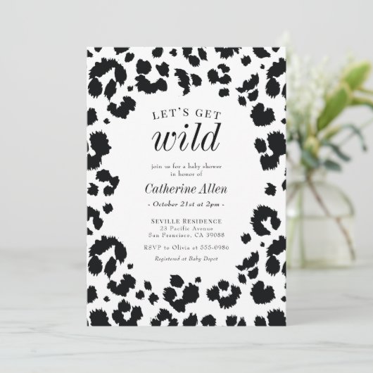 Laten we Wild Leopard Print Baby shower halen Kaart (Staand voorkant)